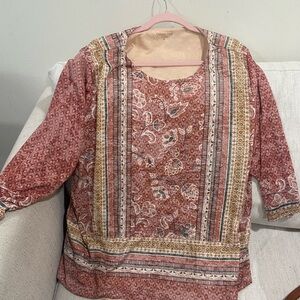 Coldwater Creek Women's Paisley Print Blouse - Red and Brown